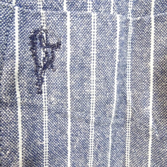 Celtic Ranchwear Shirt Large Long Sleeve Mandarin Collar Blue White Striped - Picture 7 of 10